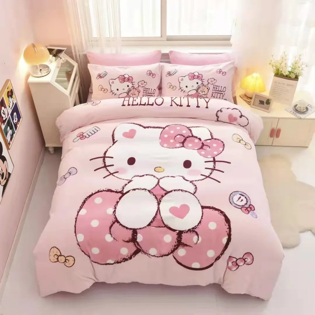 Cute Hello Kitty Cartoon Kids Duvet Cover Bedding Set