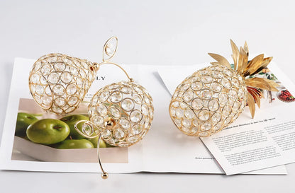 Gold Crystal Artificial Fruit Figurines (Multi Style)