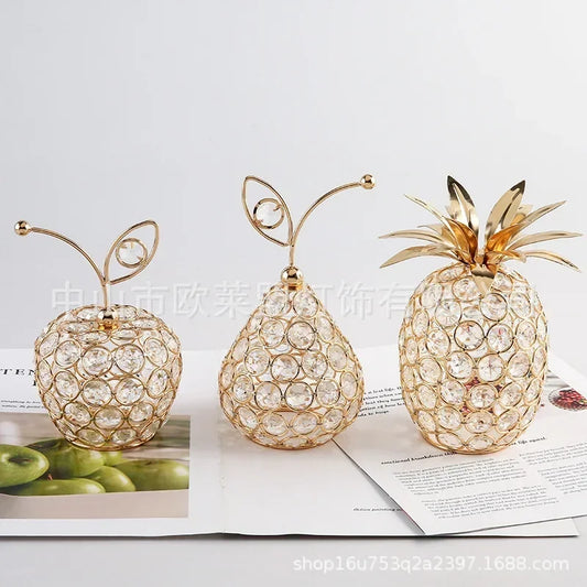 Gold Crystal Artificial Fruit Figurines (Multi Style)