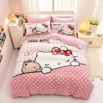 Cute Hello Kitty Cartoon Kids Duvet Cover Bedding Set