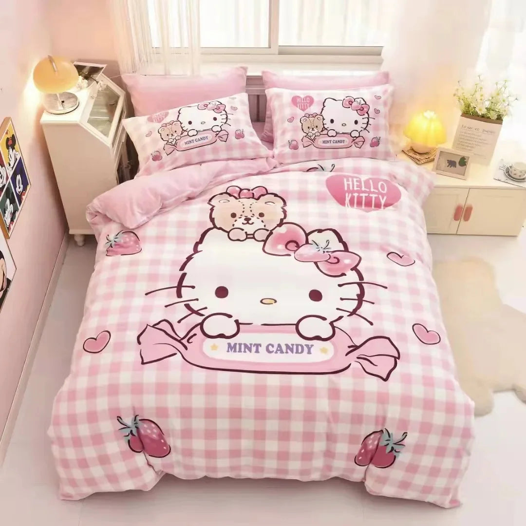 Cute Hello Kitty Cartoon Kids Duvet Cover Bedding Set