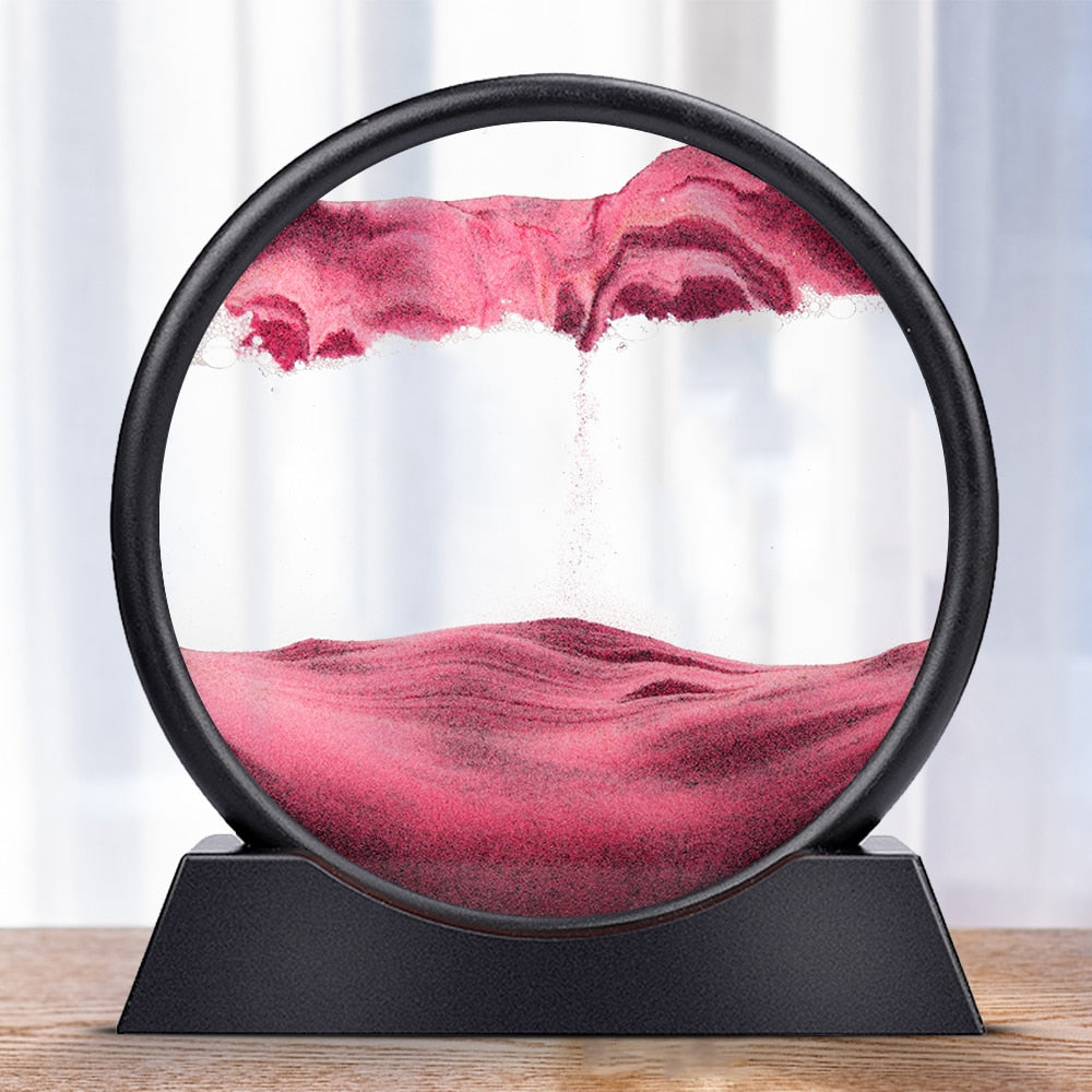 Moving Sand Art Picture Round Glass 3D Hourglass (Multi Styles/Colors)