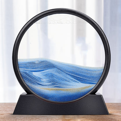 Moving Sand Art Picture Round Glass 3D Hourglass (Multi Styles/Colors)