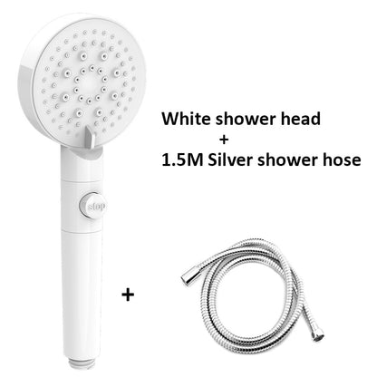 Zloog 5 Mode Bathroom Shower Set Stop Button Black High Pressure Shower Head Water Saving Filter Showerhead Bathroom Accessories