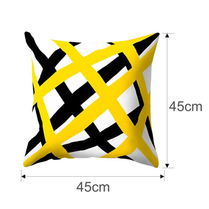 Yellow Black Geometric Pattern Square Cushion Cover Pillow Case Polyester Throw Pillows Cushions For Home Decor 45x45cm