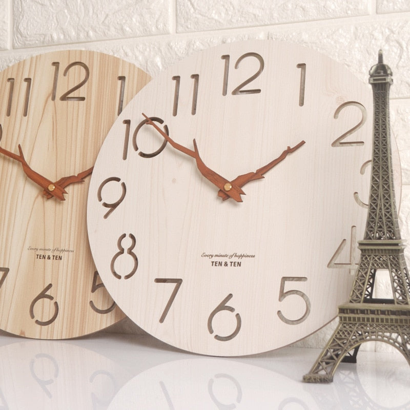 Wooden 3D Wall Clock Modern Design Nordic (Multi Styles/Colors)