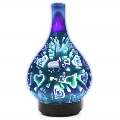 3D Firework Glass Vase Shape Air Humidifier with 7 Color Led Light Aroma Essential Oil Diffuser Mist Maker Ultrasonic (Multi Colors)