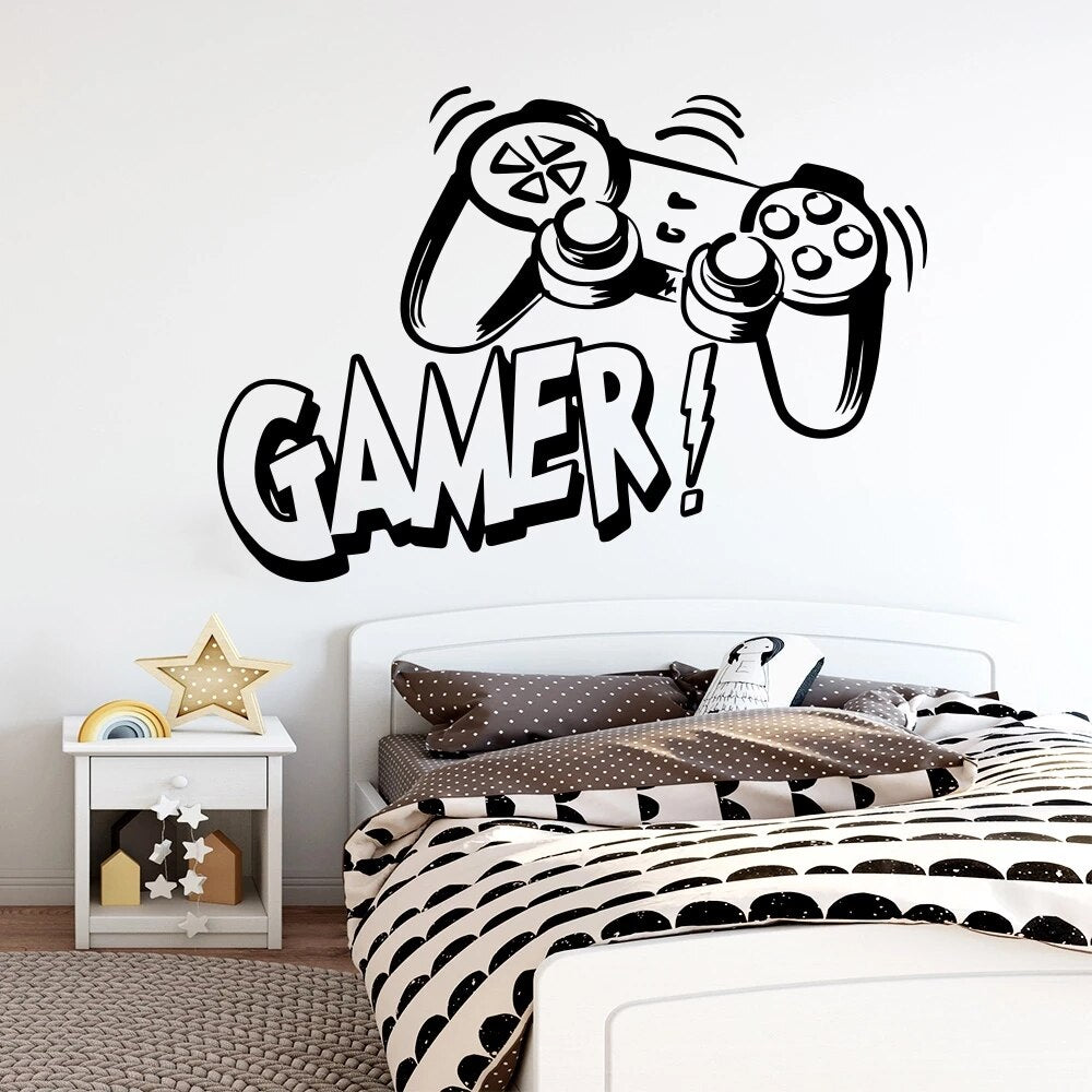 Carved Gamer Vinyl Wall Sticker game room For Kids Room Decoration Wall Murals boys bedroom Decor gaming poster wallpaper