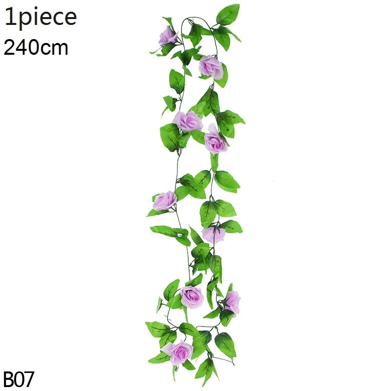 Wisteria Artificial Flower Vine Ivy Leaf Garland Silk Rose Flowers Rattan String Vine Arch Flower Home Garden Decoration