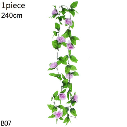 Wisteria Artificial Flower Vine Ivy Leaf Garland Silk Rose Flowers Rattan String Vine Arch Flower Home Garden Decoration