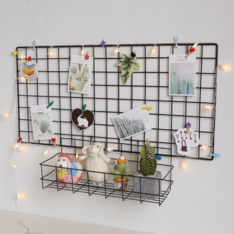 Iron Grid Decor Frame Hanging Rack Wall Display