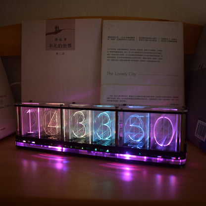 DIY Full-Color RGB Glow Tube Clock Kit  With LED Music Spectrum Function