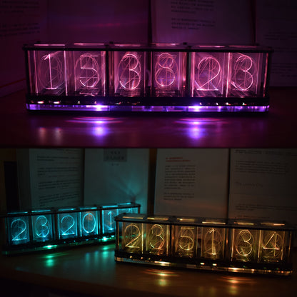 DIY Full-Color RGB Glow Tube Clock Kit  With LED Music Spectrum Function