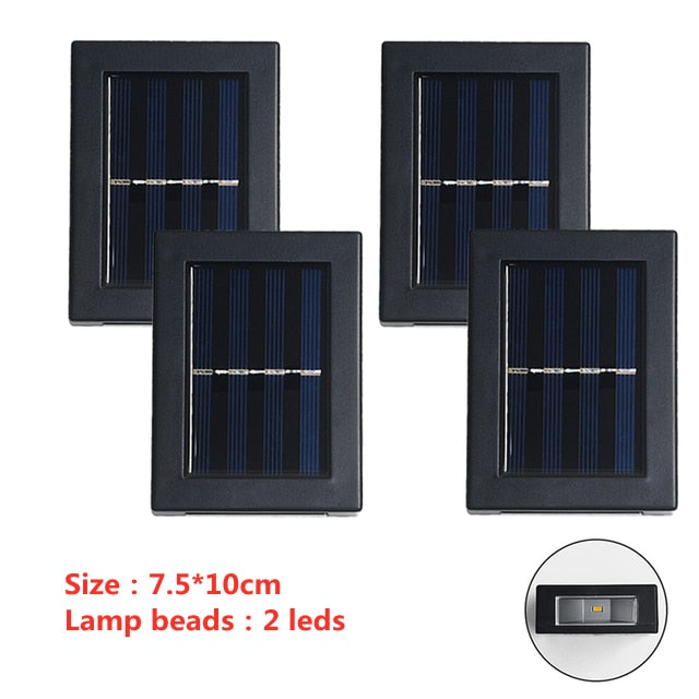 Up to 6 LED Solar Wall Lamp Outdoor Waterproof Up and Down Luminous Lighting Garden Decoration Solar Lights Stairs Fence Sunlight Lamp