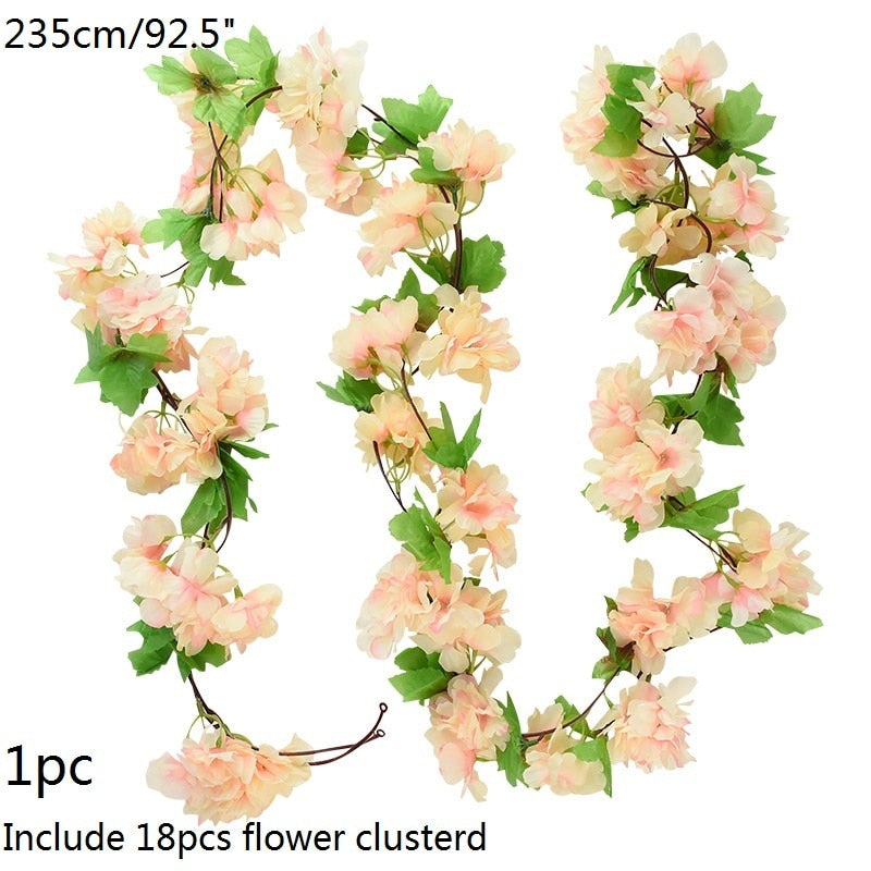 Wisteria Artificial Flower Vine Ivy Leaf Garland Silk Rose Flowers Rattan String Vine Arch Flower Home Garden Decoration