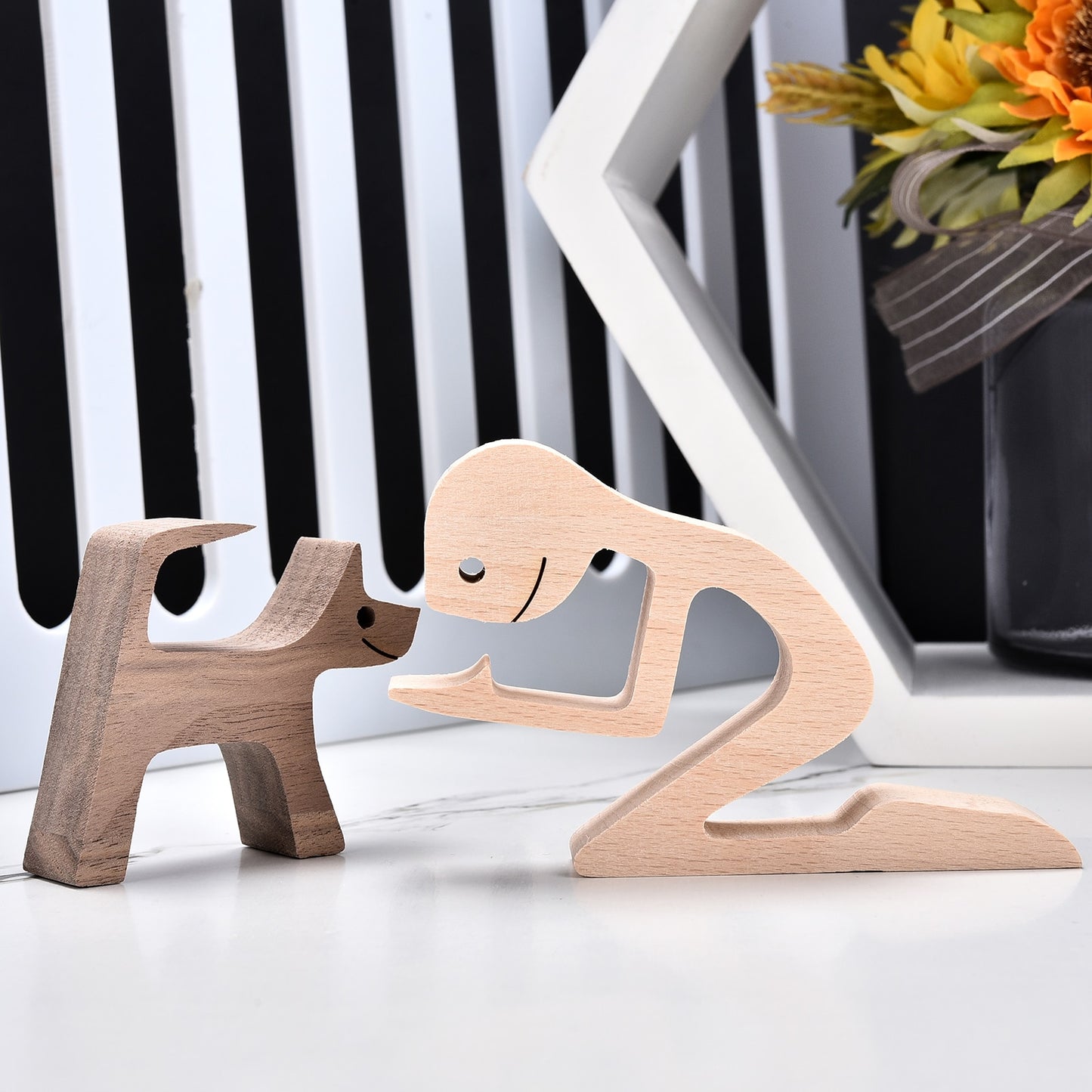 Handmade Wood Dog Decor Sculptures (Multi Styles)