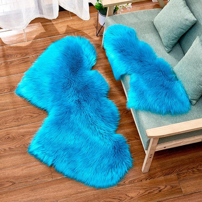 Double Heart Artificial Wool Sheepskin Floor Area Rug (Multi Colors)