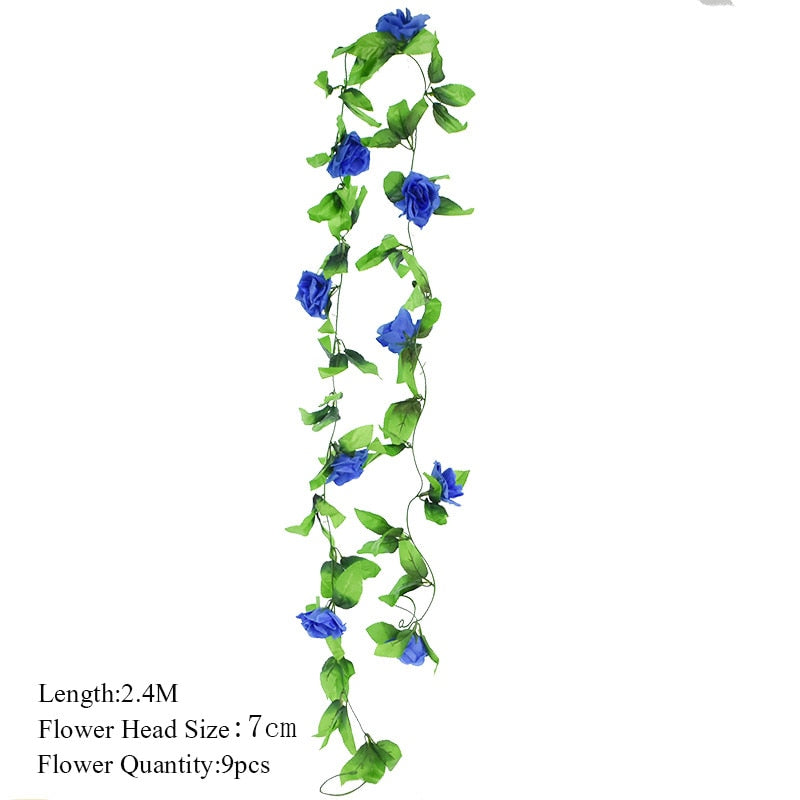 2.3m Flower Garland Artificial Flower String With Leaves Silk Ivy Vine