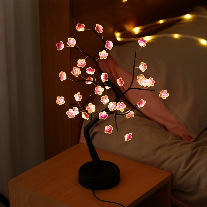 LED Copper Wire  Tree Fairy Lights  USB Battery Operated Table Lamp (Multi Styles)