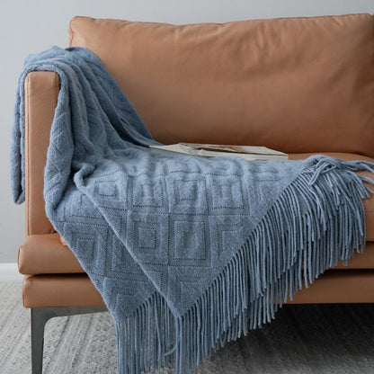 Nordic Winter Fleece Throw Tassel Blanket