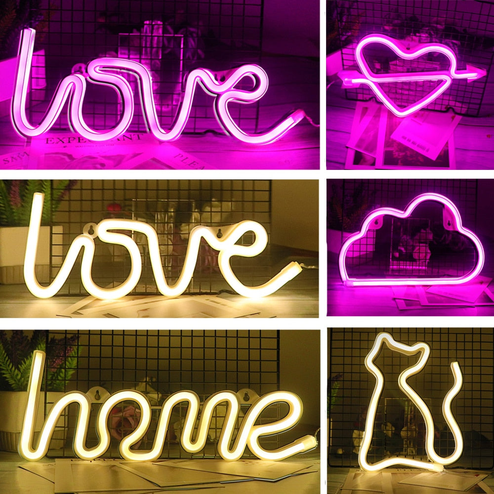 LED Neon Night Light Sign Wall Art/ Hanging Neon Lamp (Multi Styles/ Colors)