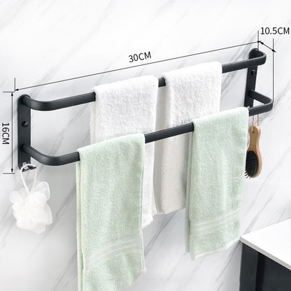 Wall Mounted Towel Rack Towel Hanger Rail Space Aluminum Black