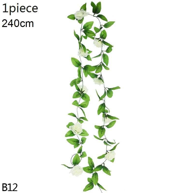 Wisteria Artificial Flower Vine Ivy Leaf Garland Silk Rose Flowers Rattan String Vine Arch Flower Home Garden Decoration