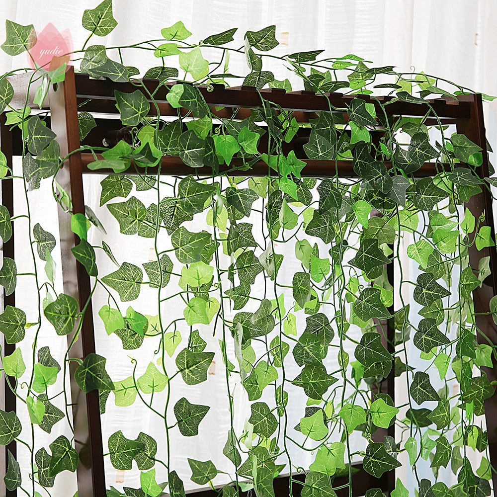 1Pc 230Cm Green Vine Silk Artificial Ivy Hanging Leaf Garland Plant Creeper Leaf