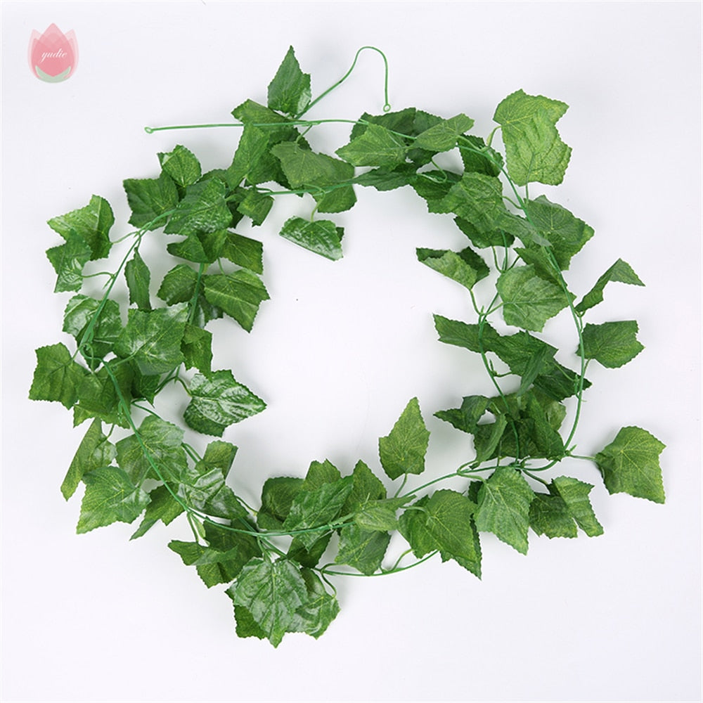 1Pc 230Cm Green Vine Silk Artificial Ivy Hanging Leaf Garland Plant Creeper Leaf