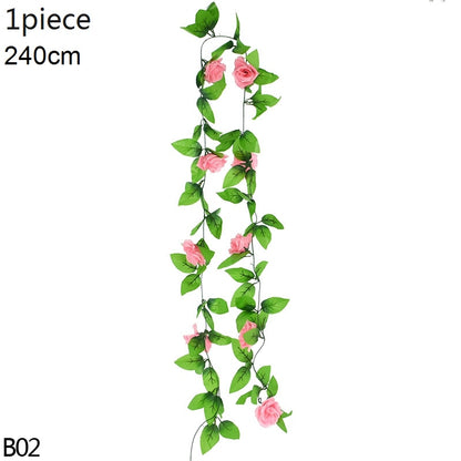 Wisteria Artificial Flower Vine Ivy Leaf Garland Silk Rose Flowers Rattan String Vine Arch Flower Home Garden Decoration