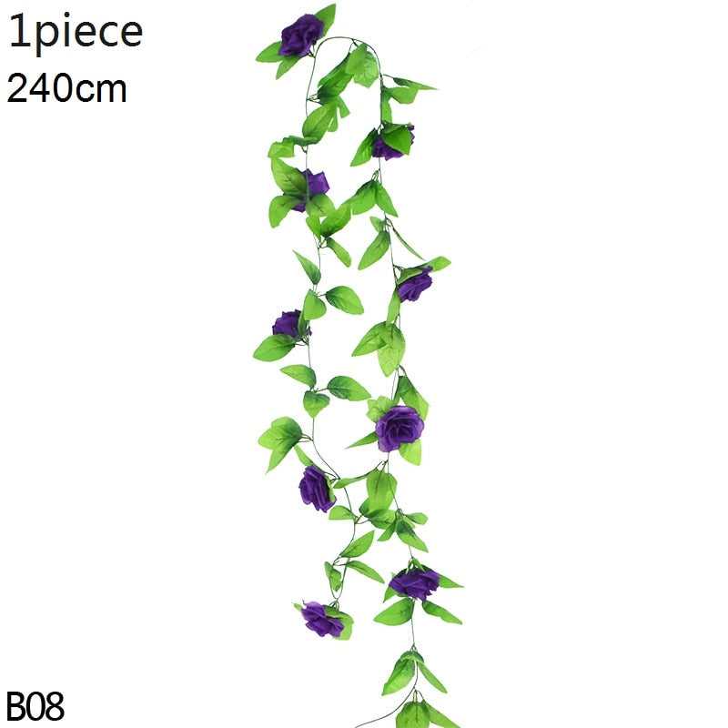 Wisteria Artificial Flower Vine Ivy Leaf Garland Silk Rose Flowers Rattan String Vine Arch Flower Home Garden Decoration