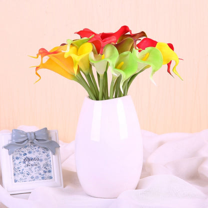 10Pcs PU Artificial Flowers Calla Lily Real Touch Bouquet