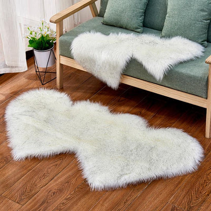 Double Heart Artificial Wool Sheepskin Floor Area Rug (Multi Colors)