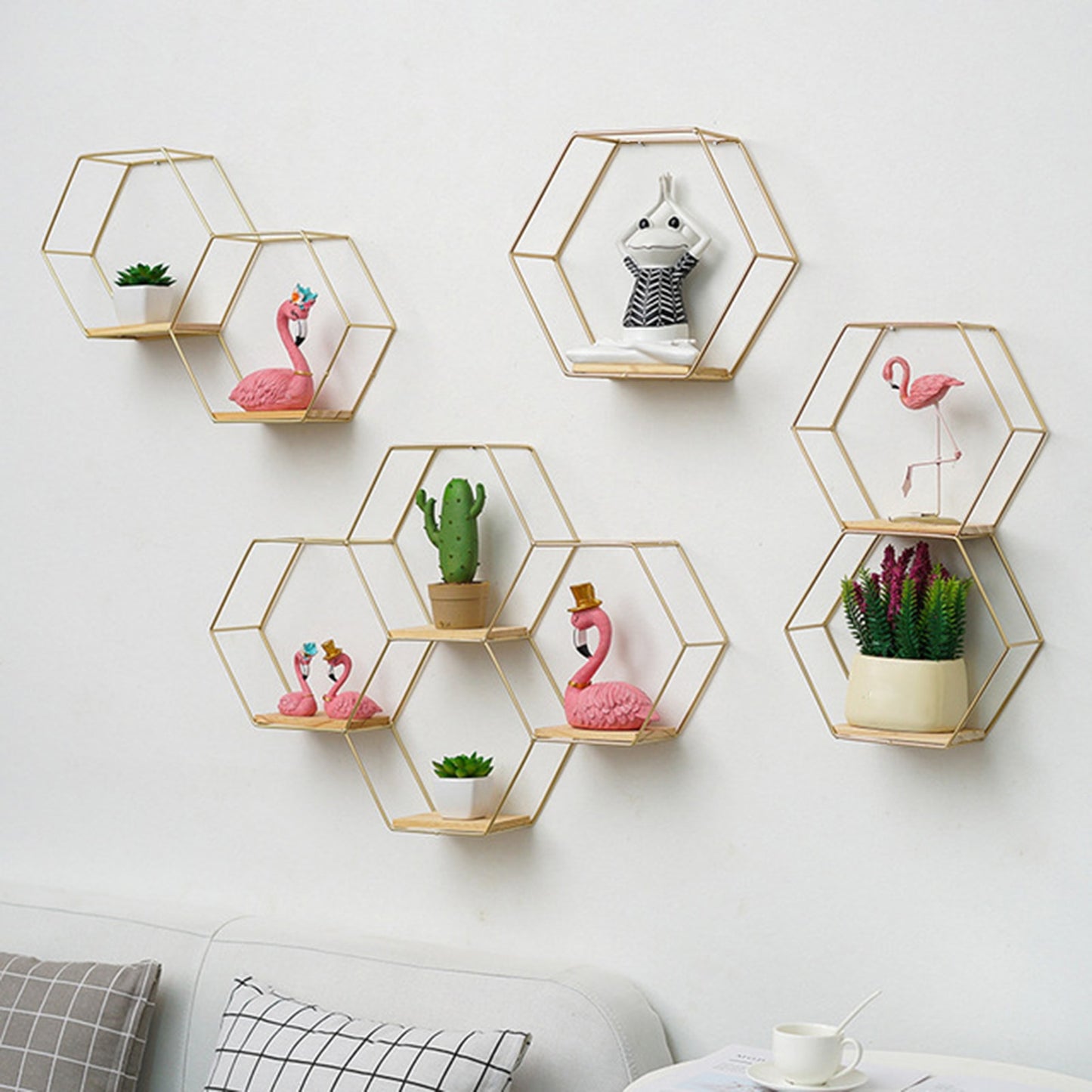 Wall Shelf Floating Shelves Wall Mounted Hexagon Storage Holder