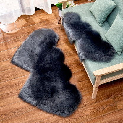 Double Heart Artificial Wool Sheepskin Floor Area Rug (Multi Colors)