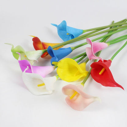 10Pcs PU Artificial Flowers Calla Lily Real Touch Bouquet