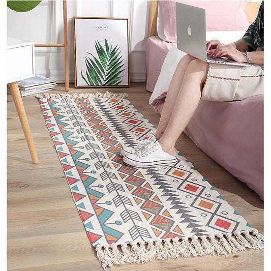 Luxury Bohemia Ethnic Style Cotton Linen Soft Carpet (Multi Colors/Styles)