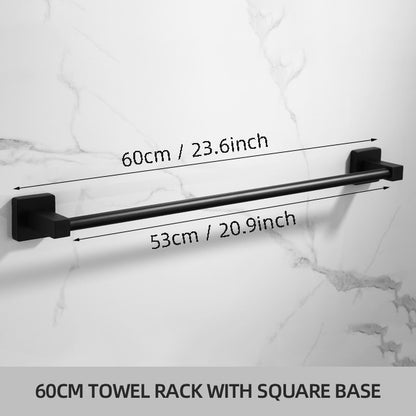 Bathroom Black Towel Rack Wall-mounted Black Toilet Space Aluminum Towel BarStorage Rail Shelf Bathroom Accessories