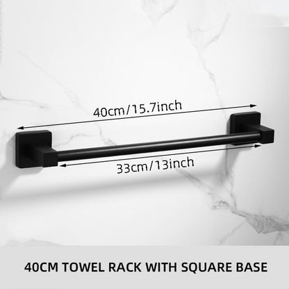 Bathroom Black Towel Rack Wall-mounted Black Toilet Space Aluminum Towel BarStorage Rail Shelf Bathroom Accessories