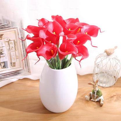 10Pcs PU Artificial Flowers Calla Lily Real Touch Bouquet