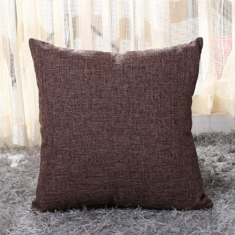 Solid Linen Sofa Waist Cushion Pillowcase (Multi Colors)