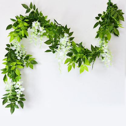 180cm Fake Ivy Wisteria Flowers Artificial Plant Vine Garland