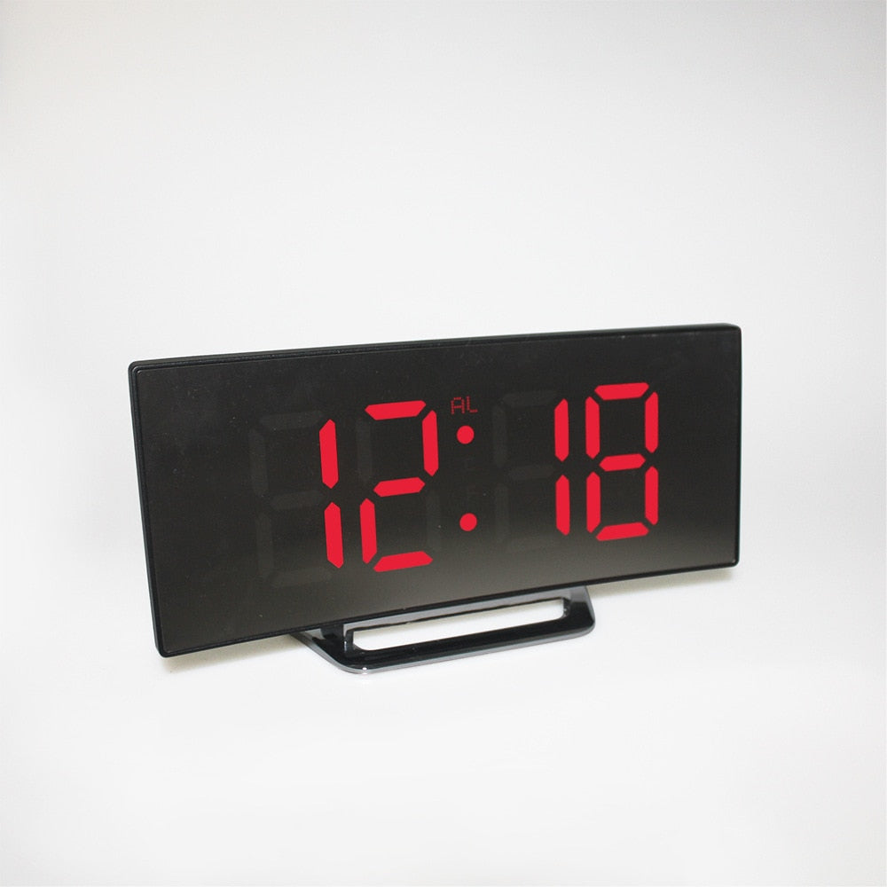 7 Inch Digital Led Alarm Clock Curved Dimmable Large Numbers (Multi Styles/Colors)