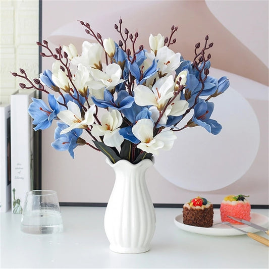 5Forks 20Heads Artificial Silk Flower Bouquet Simulation Magnolia Plant Decoration Fake Flowers