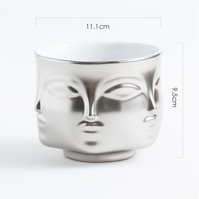 Nordic Style Ceramic Face Design Vase (Multi Colors)