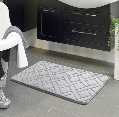 grid Embossing Bath Mat Non-slip Mats sponge Rug polyester fiber