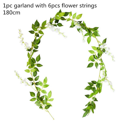 Green Eucalyptus Leaves Garland Wisteria Artificial Flowers Rattan Fake Plant Silk Leaf Vines Decor