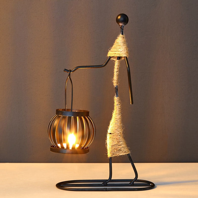 JOYLOVE Nordic Metal Abstract Character Candle Holder (Multi Style)