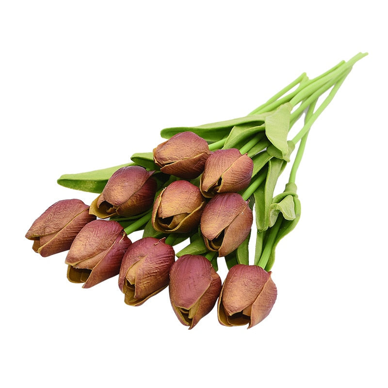 10PCS Tulip Artificial Flower Real Touch Artificial Bouquet PE Fake Flower