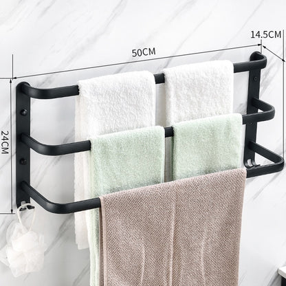 Wall Mounted Towel Rack Towel Hanger Rail Space Aluminum Black